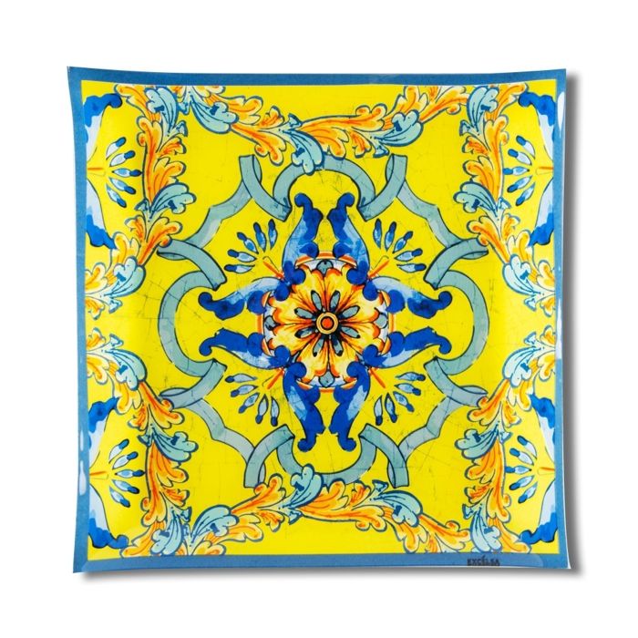 Assiette de service - EXCELSA - Trinacria - 30x30 cm - Verre - Jaune