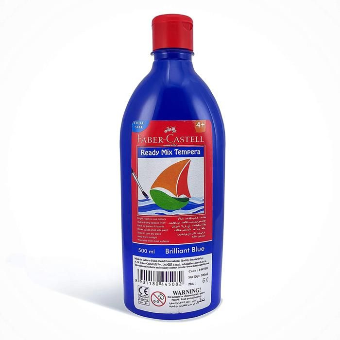Bouteille gouache 500ml peinture ready mix tempera, Bleu brillant