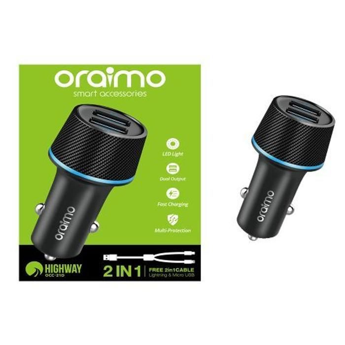 Chargeur Auto Oraimo – Occ-21Dml – Double Port – Fast Charging