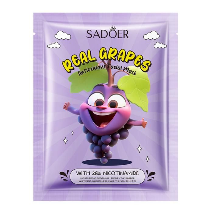Masque Facial - SADOER - Réel Raisin - Acide Hyaluronique - Hydratant - 25g