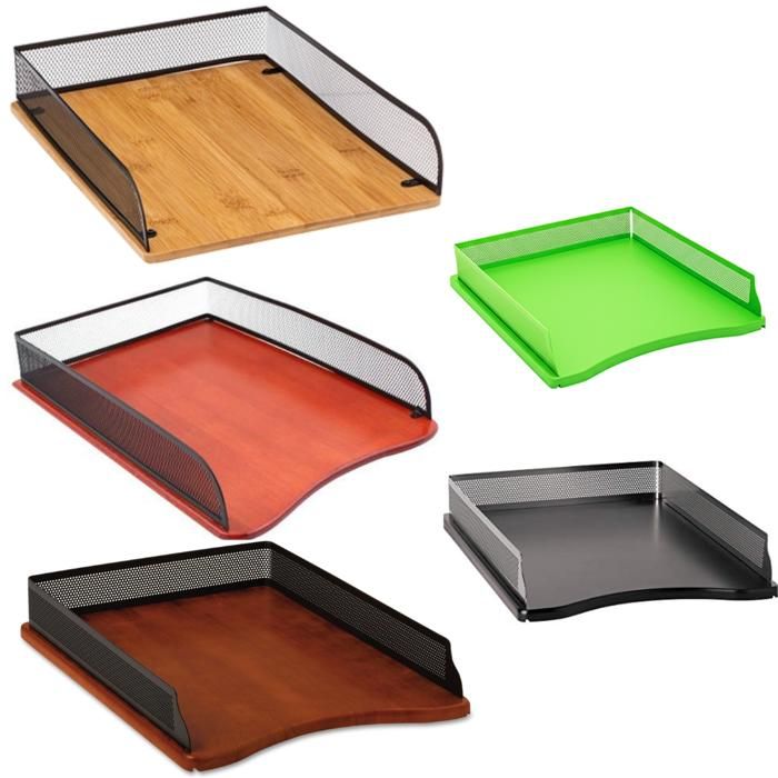 Plateau de bureau - Non spécifié - Empilable - Métal et bois - Design moderne - Compact (Couleur aléatoire)