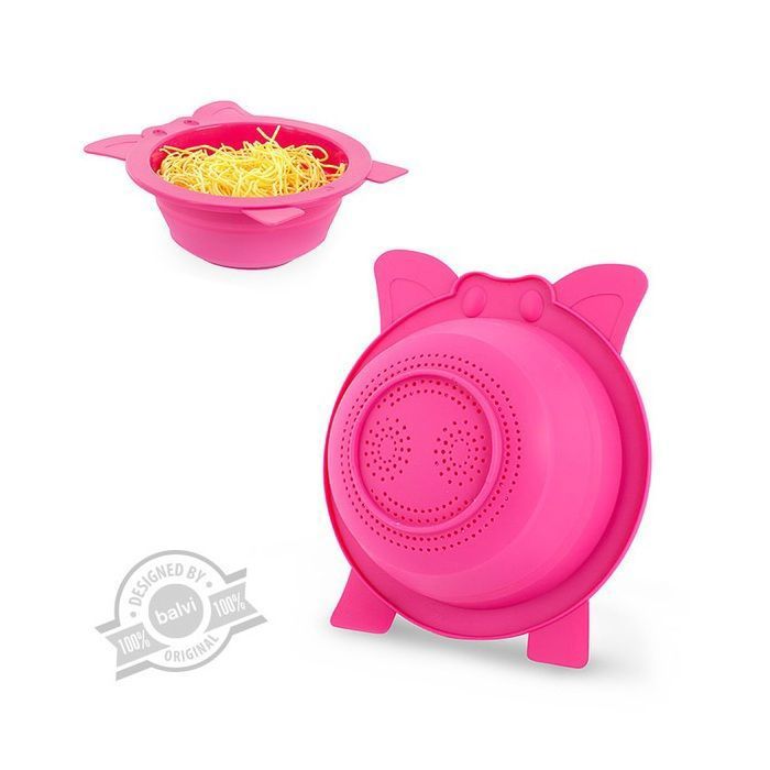 Passoire Oink! Couleur rose Pliable Silicone 9x21x23,8 cm