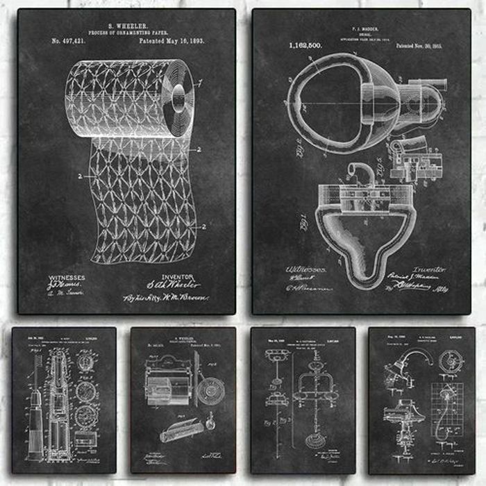 Poster Décoration - OUTFITS AND MORE - Vintage Toilet Paper Roll - 21x15cm - Abstrait - Multicolore