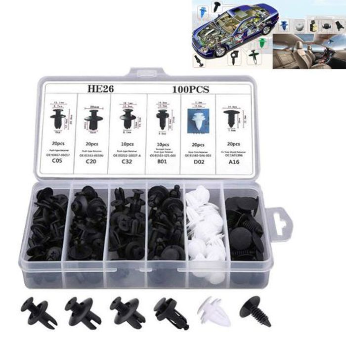 Auto attache véhicule mixte 100 pièces pare-chocs garde-boue retenue Rivet clip