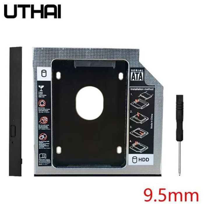 4 D (LABEL) Universal 2nd HDD Caddy 9.5mm SATA 2.0 Slim SATA III Hard Drive Optibay Adapter for Laptop CD DVD Optical Drive Bay
