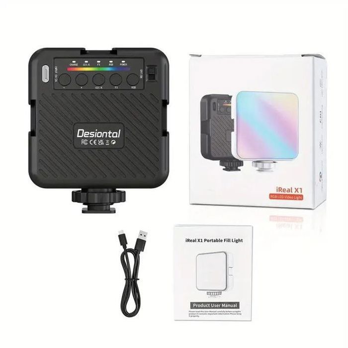 Lampe vidéo RVB - GENERIC - iReal X1 - Rechargeable - 7 couleurs - 9 effets de scène