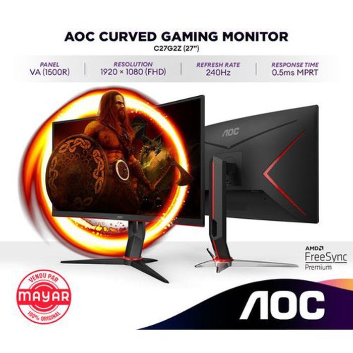Moniteur Gaming Incurvé - AOC - C27G2Z - 27" - 240Hz - 0.5ms - FreeSync Premium