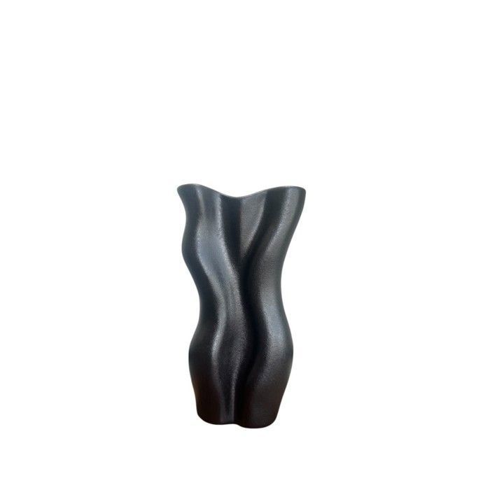 Vase décoratif - Céramique - Noir - 21cm de hauteur - 12cm de largeur - Style contemporain