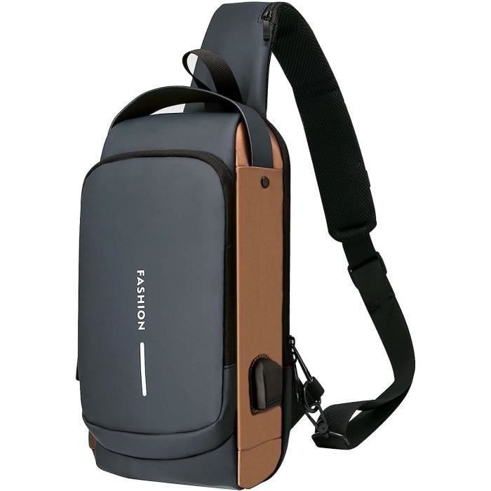 Sac Bandoulière Homme - Sac De Poitrine Homme Femme Imperméable Sac A Dos Antivol Avec Port De Charge Usb Verrou Mot Passe S[n1472]