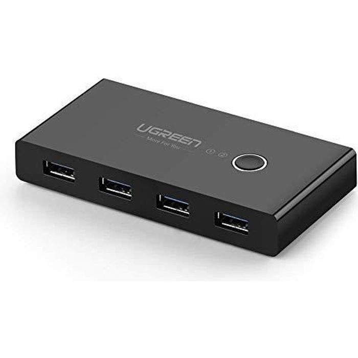 UGREEN USB 3.0 Switch 4 Ports pour 2 PC 2 Entrées 4 Sorties USB Commutateur pour Imprimante Clavier Souris Clé USB Disque Dur Extern