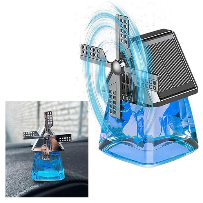 Désodorisant pour voiture design moulin à vent, diffuseur de parfum à énergie solaire pour voiture