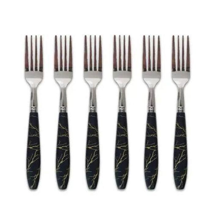 Fourchettes - AYA HOME - Monche - Acier inoxydable - Détails noir - 6 pièces