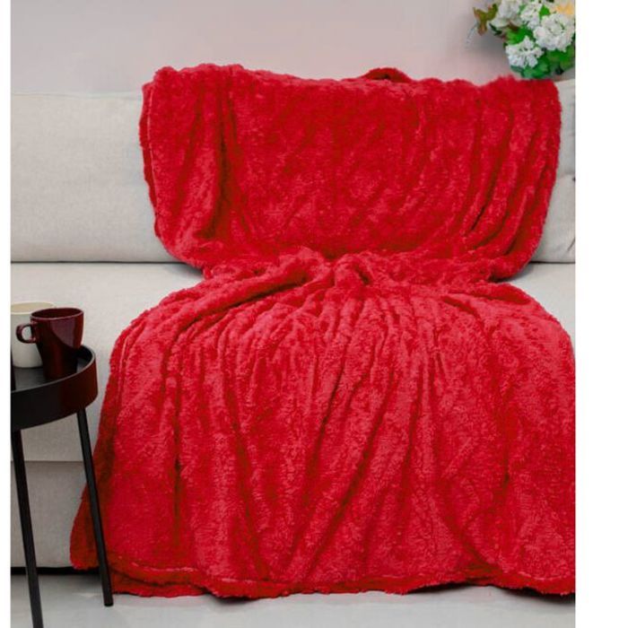 Couverture - Cachemire - Doux - Rouge - Rectangulaire - Lavable
