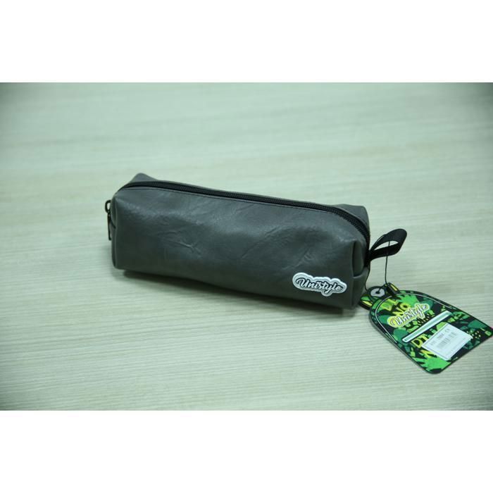 Trousse pour stylos - GENERIC - Cylindrique - Similicuir - Zippée - Gris