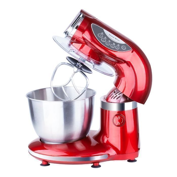 Robot Pétrin Pâtissier - VENEZIA - 7L - 1000W - Rouge - 5 Vitesses - Multifonctions