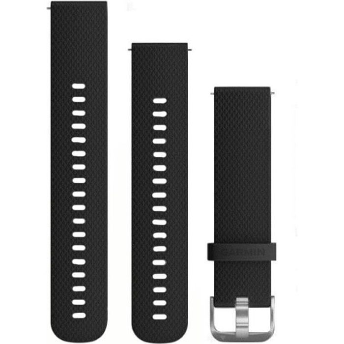 GARMIN Bracelet Vivoactive 3 - Silicone noir - Boucle argentée