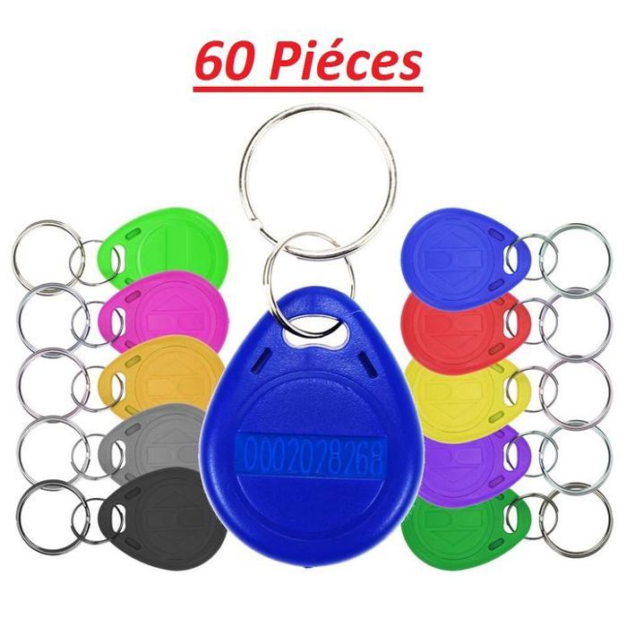 Rfid 60 Pièce Tags Porte clés d'accès sans contact RFID 125KHz 10 couleurs