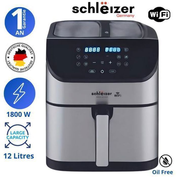 Friteuse sans huile - Schleizer - AT0811D - 12L - 1800W - 10 programmes automatiques