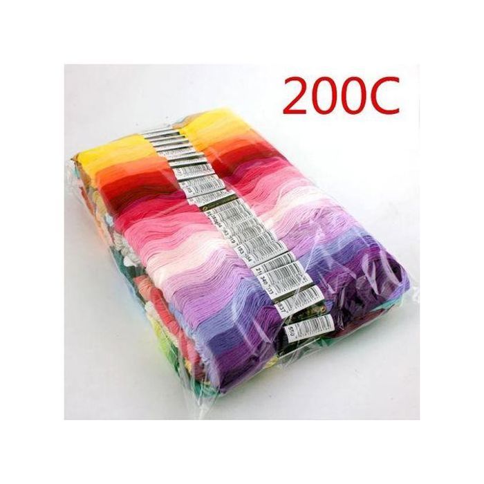 Ensemble d'Outils de Point de Croix - Kit de Fil à Broder - 200 Couleurs