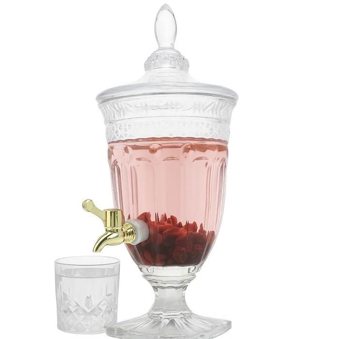 Carafe en verre - GENERIC - 2 L - avec robinet - couvercle - transparent