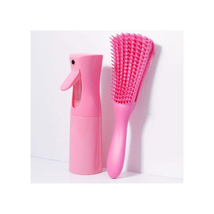 Ensemble 2 Pièces Brosse démêlante Octopus Brush + Bouteille de Pulvérisation à Haute Pression 300ml Pour Cheveux Bouclés