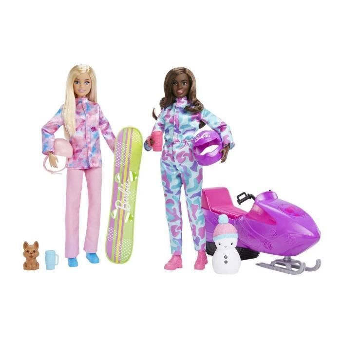 Coffret sports d'hiver - Barbie® - Poupée mannequin - 2 poupées - Motoneige - Accessoires inclus