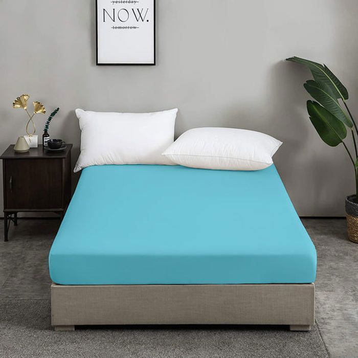 Drap Housse - Antiallergique - Bleu Ciel - 140x200 cm - Microfibre - Doux au toucher