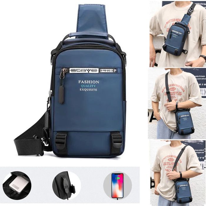 Sac De Poitrine et Dos avec port Chargeur Usb , Sac À Bandoulière En Cours D'exécution Et À L'extérieur