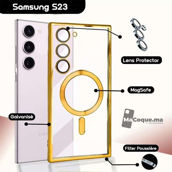 Gold Coque Samsung S23 normal Galvanisé avec LENS PROTECTOR