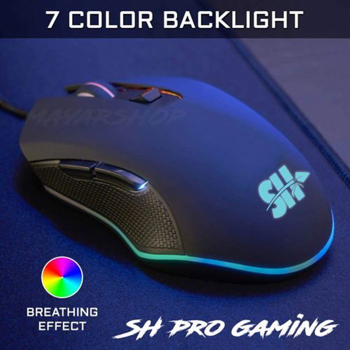 Souris Gaming - SH - M10 - Capteur Optique 3200 DPI - Rétroéclairage RGB - 6 Boutons