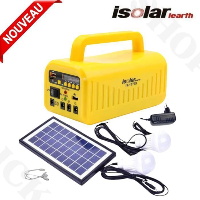 Système solaire Portable panneau solaire Bluetooth  avec Radio FM, lecteur MP3, deux lampes