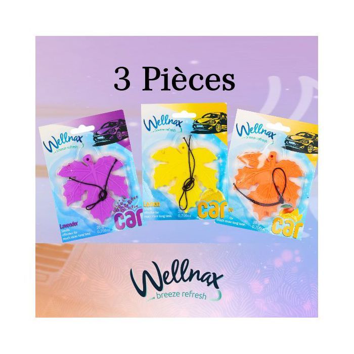 3 PC Feuilles de Désodorisants pour Voiture : Parfum de  Citron , parfum de lavande, parfum de Mangue.