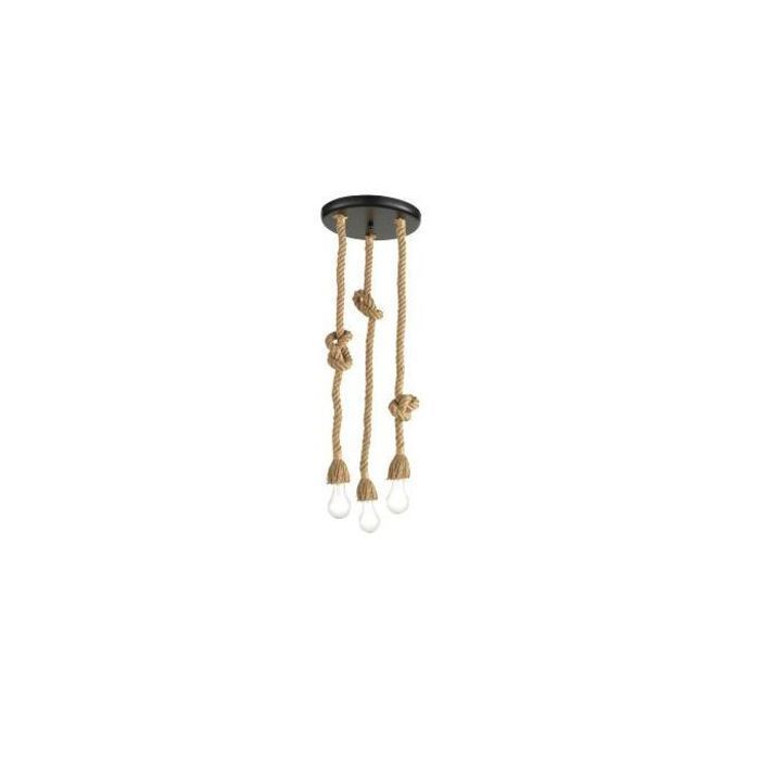 Lustre suspension vintage en corde de chanvre 3 en 1 + 3 Lampes LED 9w OFFERTE