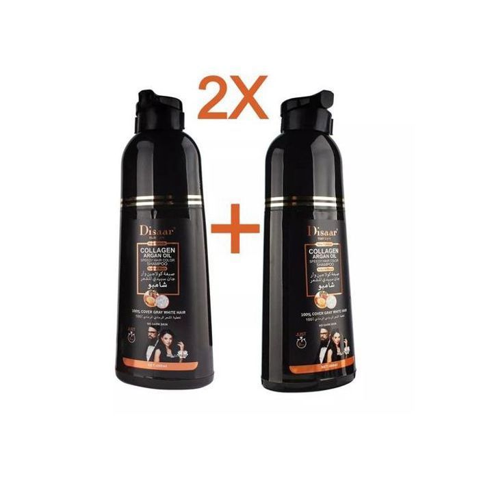 Shampoing colorant - Disaar - Noir naturel - 400 ml - Huile d'argan - Collagène