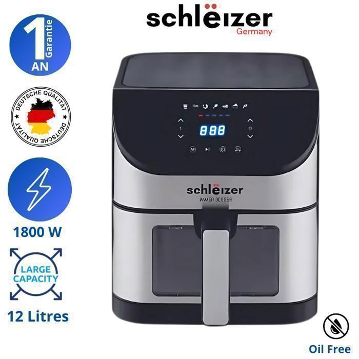 Friteuse sans huile - Schleizer - AT0811DW - 12L - 1800W - 7 programmes automatiques