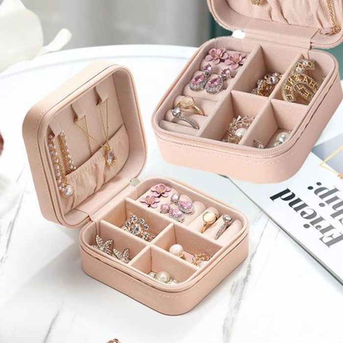 Boîte à bijoux portable avec structure de séparation pour filles et femmes