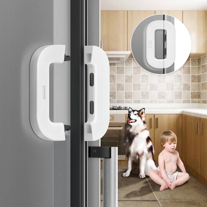 Verrou de sécurité pour réfrigérateur, auto-adhésif, multi-usages, pour tiroir, placard, four, porte de réfrigérateur Blanc, BY-882