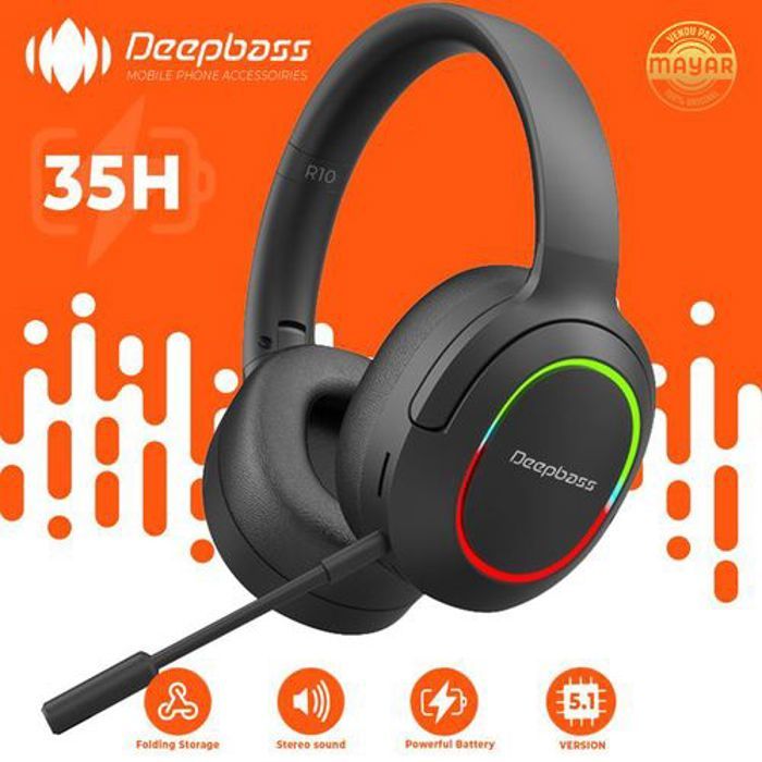 Casque Bluetooth - DeepBass - R10 - Sans fil - Micro intégré - Autonomie 8h