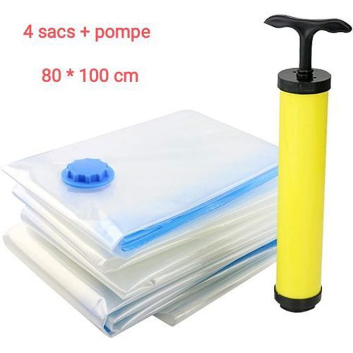 Imperial Set de 4 Sacs de Rangement sous Vide (80 X 100 cm) Réutilisables avec Pompe