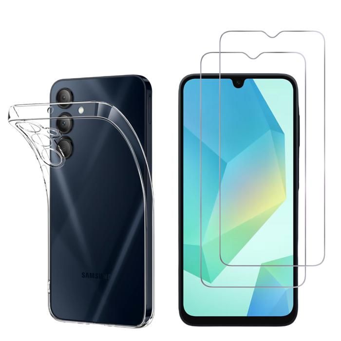 Skal och skärmskydd - Phonillico® - Samsung Galaxy A16 4G/5G - Flexibel - Transparent - 2 st Härdat Glas