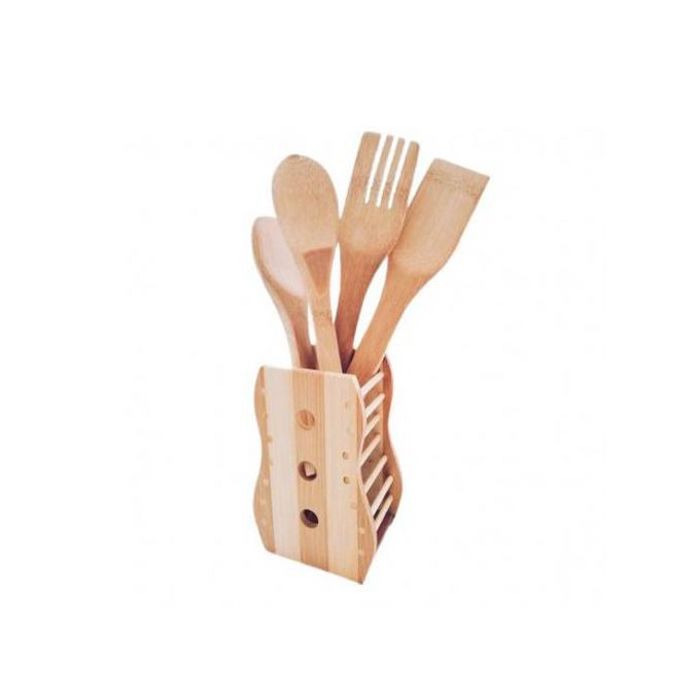 Set de 4 Louches en Bois : Cuisine, Grand Format, Beige