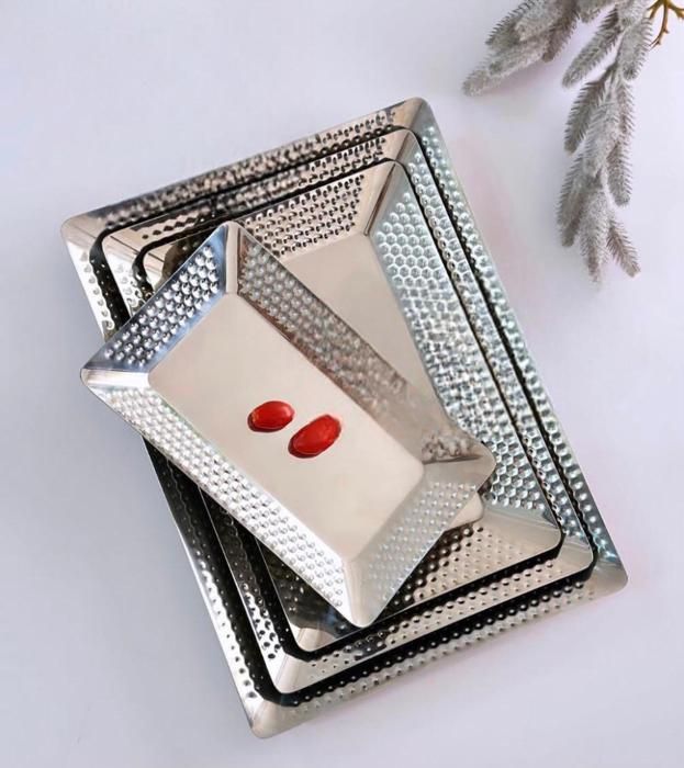 Plateau rectangulaire en inox 26CM/17CM