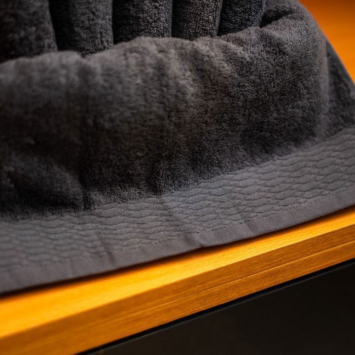 Serviette de bain - Caramela - Gris foncé - 40x70 cm - Coton ultra-absorbant - Toucher velouté
