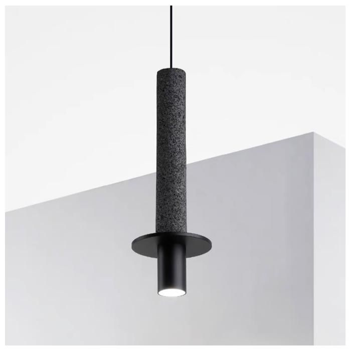 Suspension Black Rock : Suspension LED en Pierre et Métal 3000K (blanc chaud)