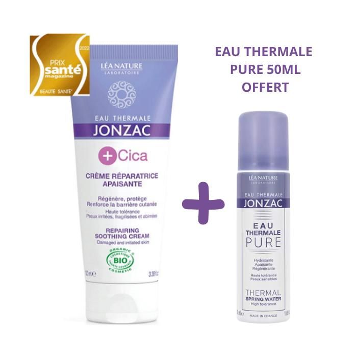 Crème réparatrice apaisante - JONZAC - +CICA - 100ml - Eau thermale 50ml offerte - Peaux sensibles