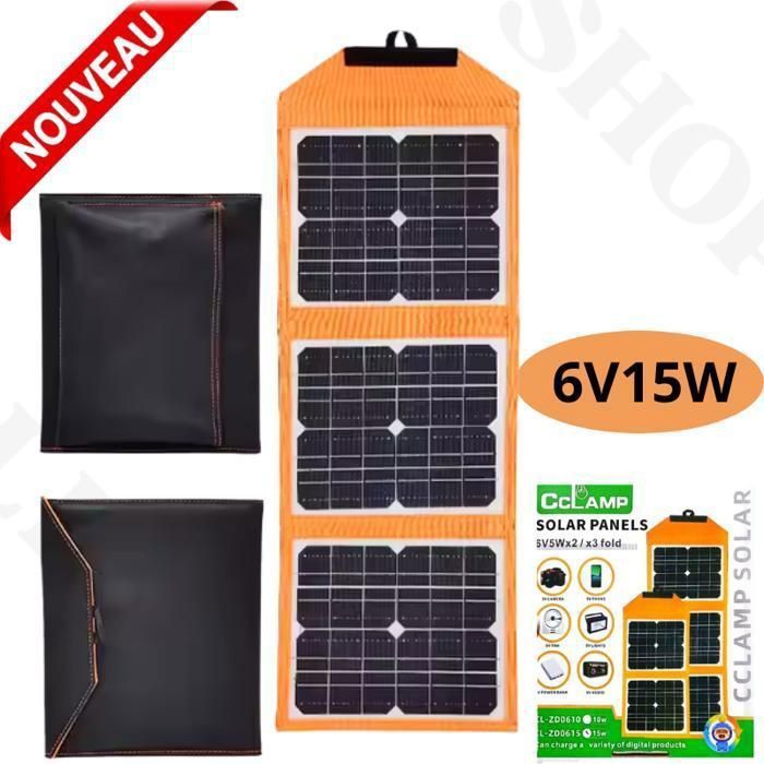 Panneau solaire Chargeur 15W/6V solaire pliable portatif, Chargeant le panneau solaire sur 1 sortie USB