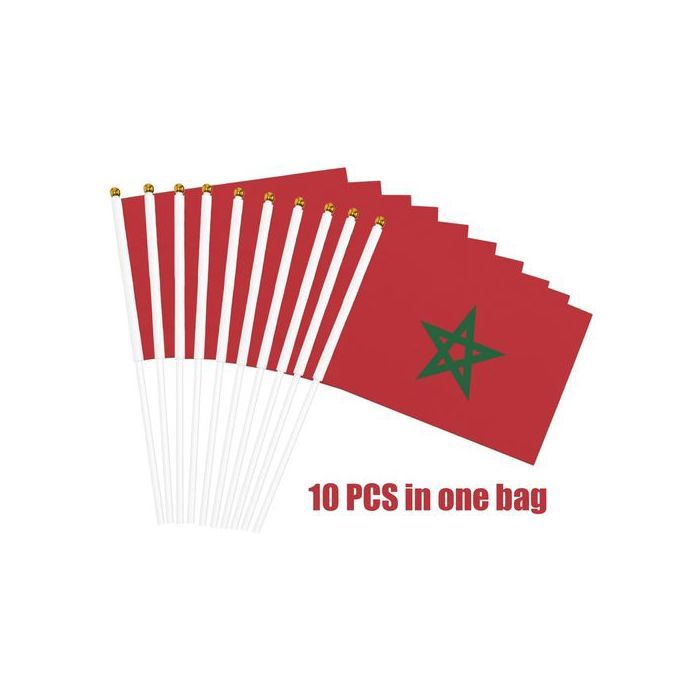 Lot de 10 Drapeaux de Maroc, 30 cm x 20 cm
