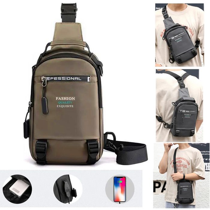Sac De Poitrine et Dos avec port Chargeur Usb , Sac À Bandoulière En Cours D'exécution Et À L'extérieur
