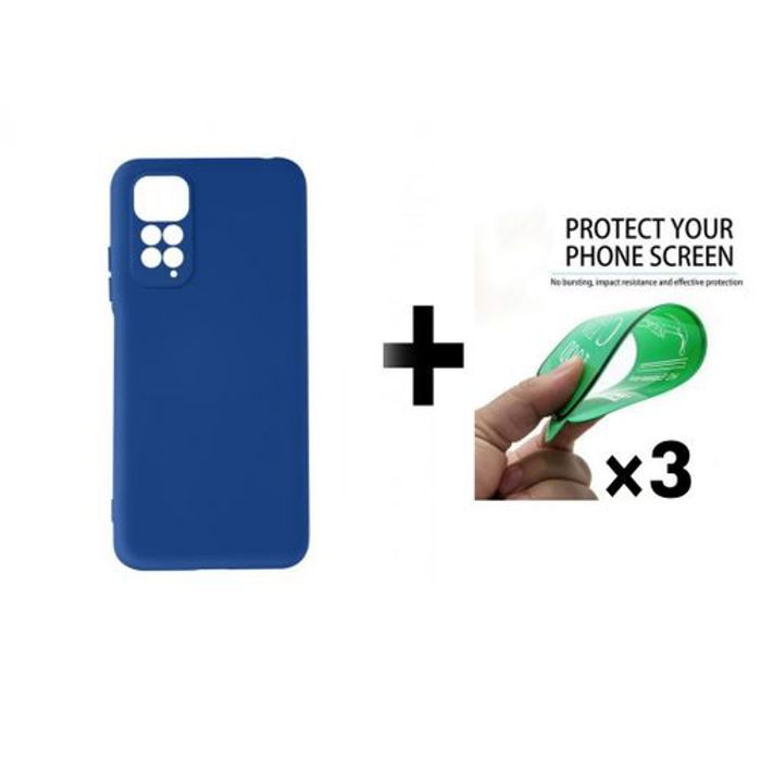 Coque et protection d'écran - GÉNÉRIQUE - Redmi Note 11 4G - Silicone Souple - Bleu - Résistant aux chocs