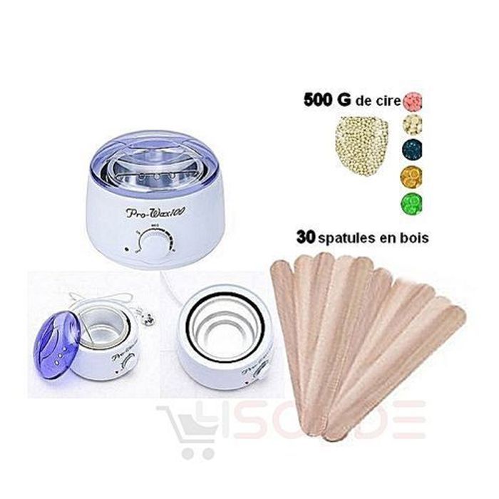 Machine Professionnel Chauffe-Cire - Pro Wax Pack - 500 g Cire de Film - 30 Spatules - Mixte